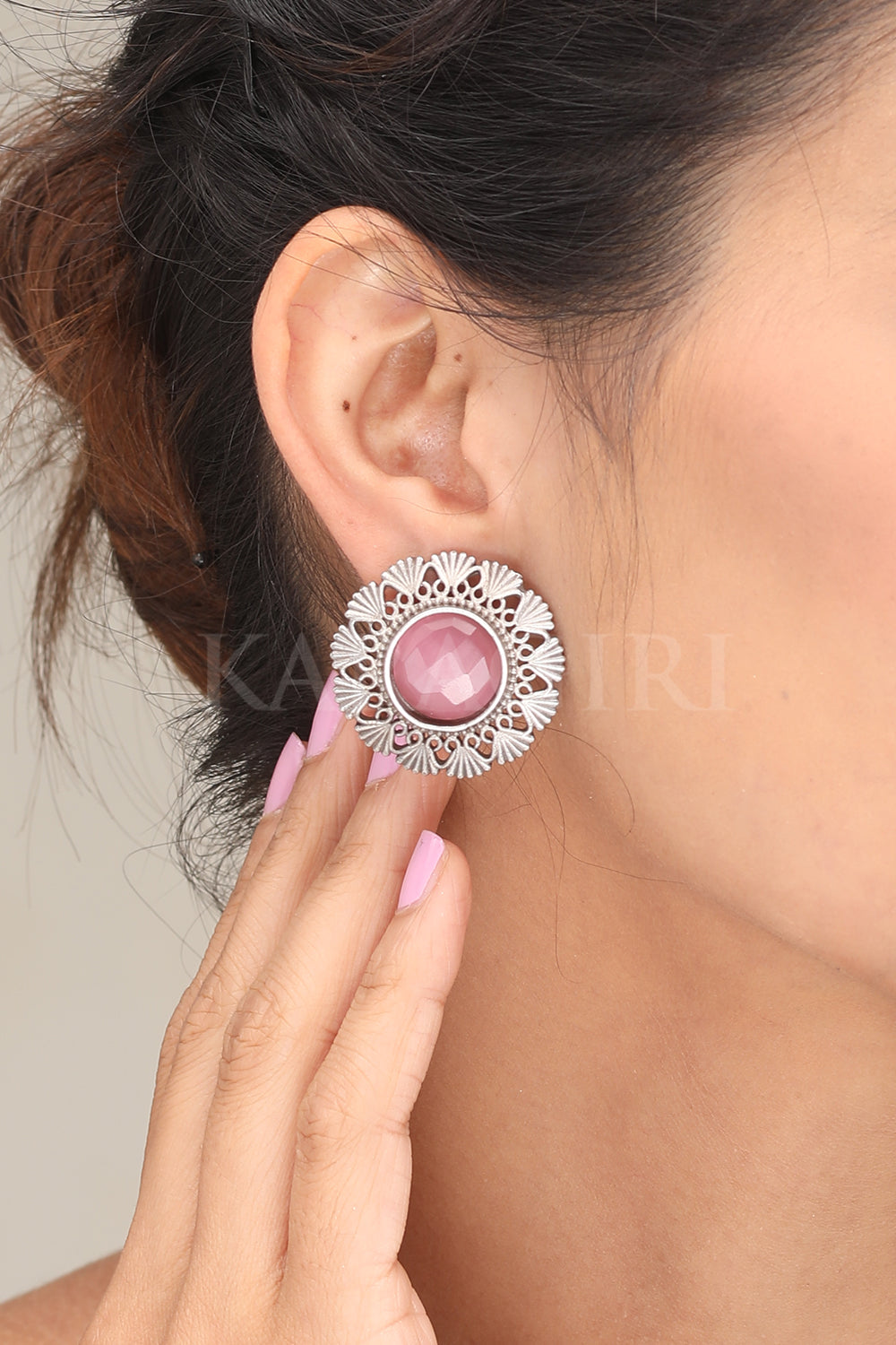 Buy Flower Brass Earrings | Lapis Stone Earrings Online - Aseel